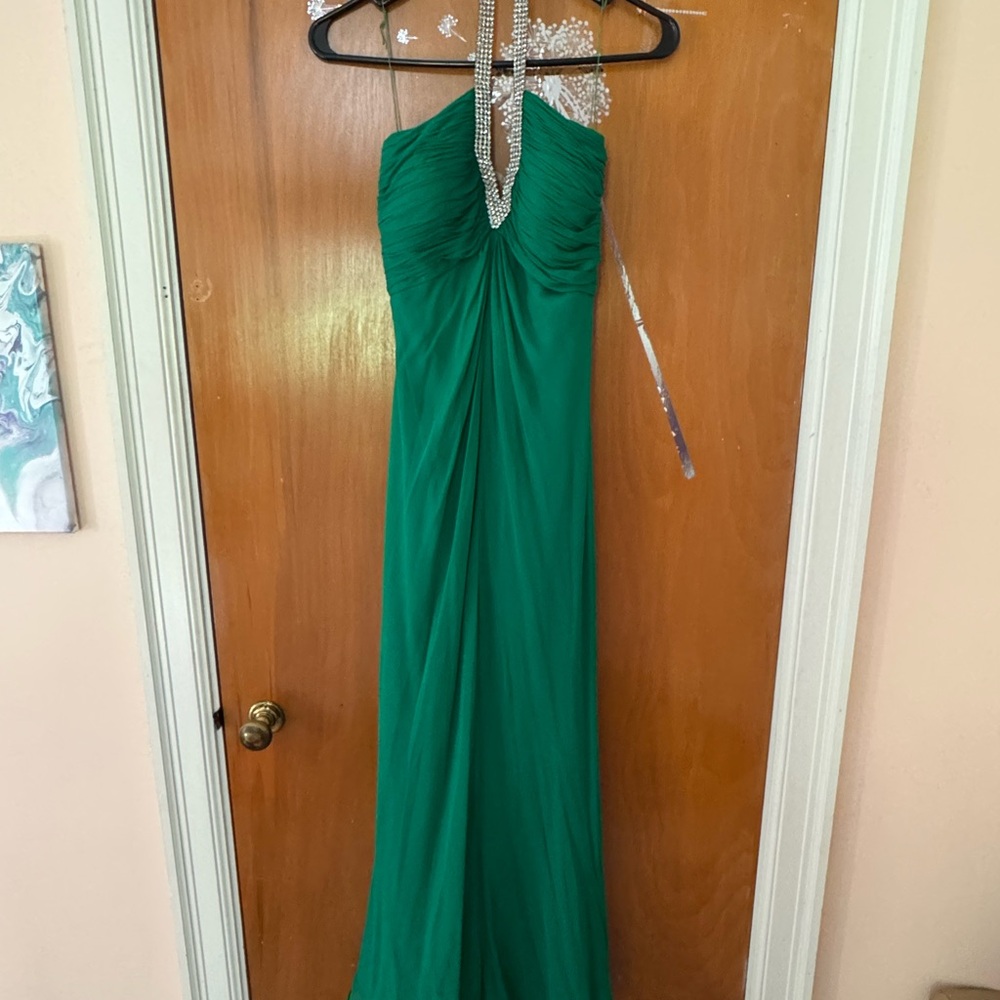 Niteline Green Ruched Halter Gown